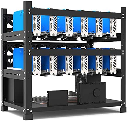 New Bitcoin Mining Rig Frame 3 Layers - Open Mining Frame for 12 GPU Mining Case Server Rack Motherboard Bracket ETH/ETC/ZEC Ether Accessory Tool 3 Layers - Frame only