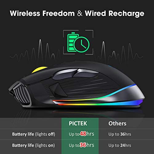 pictek rechargeable wireless gaming mouse rgb gaming mouse