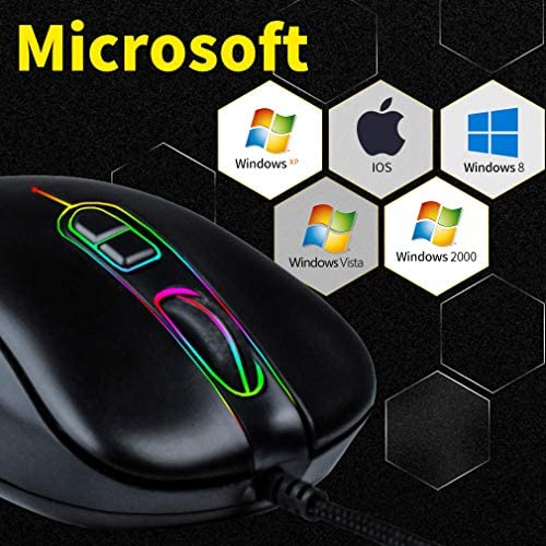 Wired Computer Mouse for Laptop-Windows PC-Desktop Computer Mice-Notebook,USB Computer Mouse Ergonomic,RGB Optical Backlit Wired Mouse-6400 DPI 7 Buttons Office and Home Mice