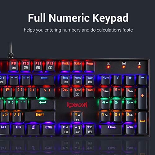 redragon k551 rainbow led backlit mechanical gaming keyboard