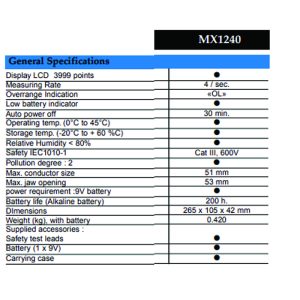 مولتیمتر کلمپی متریکس مدل MX1240